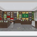 Traditional Tea Store Interior With Wooden Display Shelves Green Signage And Various Tea Products