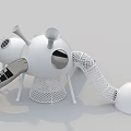 Modern Playground Equipment with White Structure Slide Net and Holes 3d model