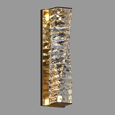 Elegant Crystal Wall Lamp With Gold Frame And Sparkling Design 3d model