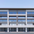 Modern Multi Story Residential Building With Light Exterior Balconies Windows And Ground Entrances