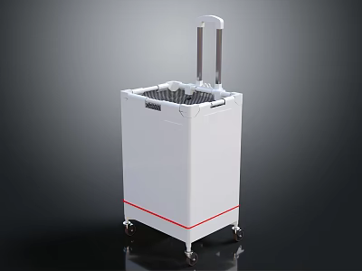 White Portable Collapsible Rolling Suitcase With Telescopic Handle And Red Trim 3d model
