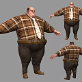 3D Animated Game Character With Plaid Shirt Brown Pants And Belt