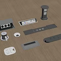 Modern embedded multi-function socket desktop socket flip patch cord board 3d model