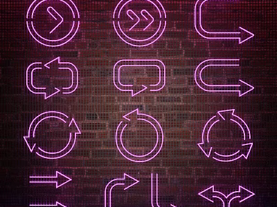 Decorative Neon Arrow Lights with Brick Wall Background and Modern Design 3d model