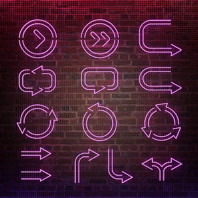 Decorative Neon Arrow Lights with Brick Wall Background and Modern Design 3d model