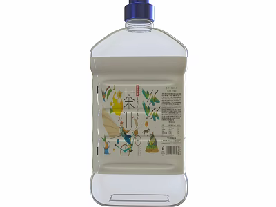 Tea Pi Fruit Tea Beverage In Transparent Plastic Bottle With Blue Cap 3d model