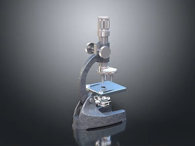 Laboratory Microscope with Adjustable Focus Knob Metal Stage and Stable Base 3d model