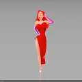 Stylish Cartoon Animal Character Wearing Red Dress Pink Gloves And White Heels