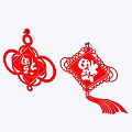 Chinese Traditional Red Wall Decor With Fu Character And Hanging Tassels
