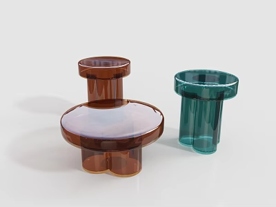 Modern Glass Candle Holders In Brown And Green Unique Cylindrical Disc Design 3d model