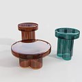 Modern Glass Candle Holders In Brown And Green Unique Cylindrical Disc Design