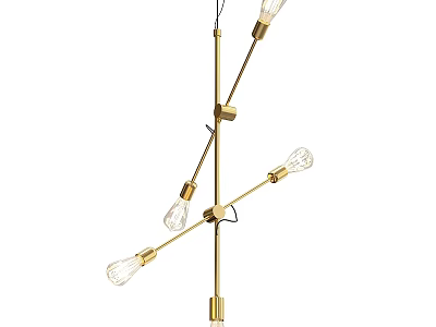 Modern Gold Multi Arm Chandelier With Clear Glass Bulbs For Home Interior Decor 3d model