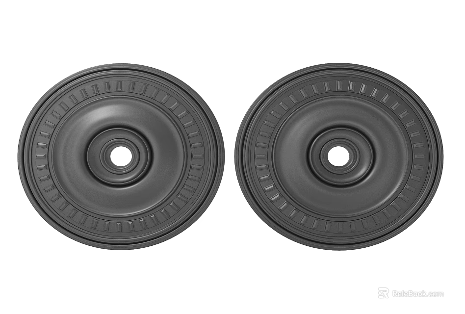 Black Circular Decorative Pieces With Intricate Carved Patterns And Central Hole 3d model 
