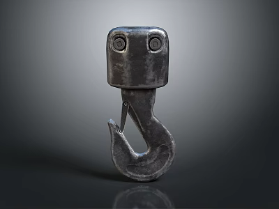 Metallic Hook Sculpture With Round Eye Elements And Industrial Art Design 3d model
