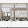 Elegant Luxury Sales Office Lobby With Marble Bar And High End Interior Design