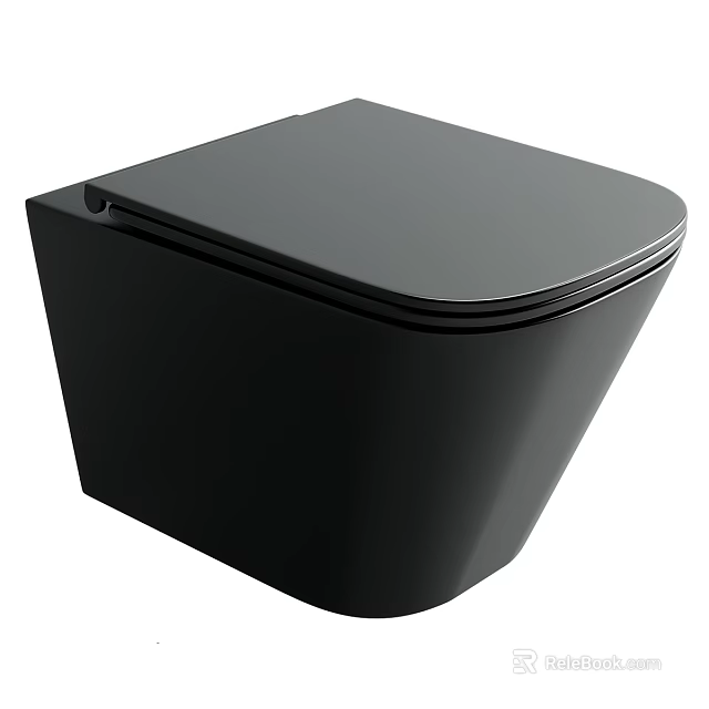 Modern Black Sleek Square Toilet Design With Smooth Contemporary Surface 3d model