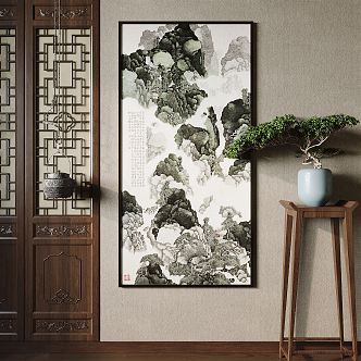 New Chinese Landscape Painting Decorative Painting 3d model