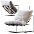 Stylish Leisure Chair with Black Metal Frame White Padded Seat and Backrest Minimalist Design