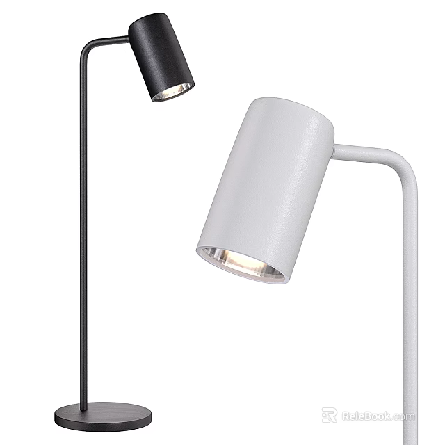 Modern Table Lamp Design With White And Black Cylinder Shade For Home Decor 3d model 