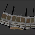 Industrial Equipment With Metal Frame Wooden Panels And Toothed Base Structure