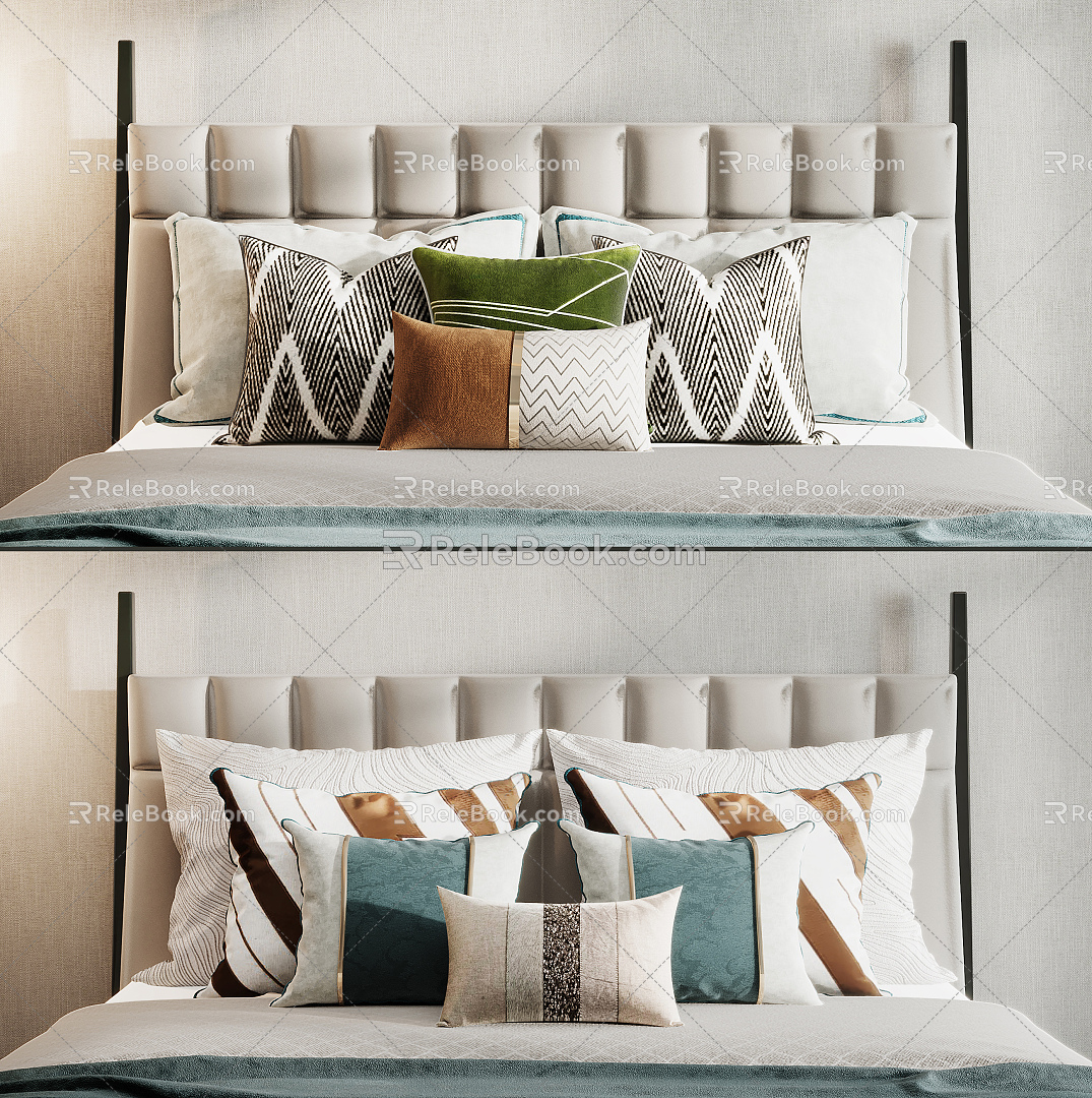 Modern pillow bedding pillow 3d model