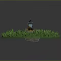 Lush Green Grass Patch Featuring Snail Shaped Object And Stone Slabs 3d model