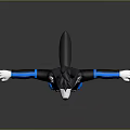 Anthropomorphic Husky Dog 3D Model With Black Blue Outfit And Arms Outstretched Pose
