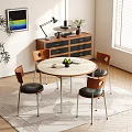 Modern Middle Ancient Style Round Dining Table and Chair Solid Wood Round Dining Table and Chair Solid Wood Sideboard 3d model