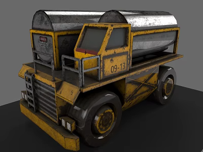Yellow Tanker Truck With Silver Storage Tank And Number 09 13 Industrial Design 3d model
