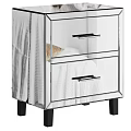 Modern Glass Nightstand With Two Drawers And Black Legs Design