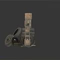 Industrial Storage Scene With Stacked Tires Wooden Boxes And Metal Shelves