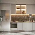 Modern Kitchen Interior With White Cabinets Marble Countertop Window Blinds And Decorative Plant