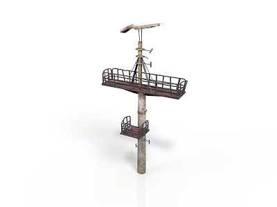 Industrial Tower Equipment With Upper And Lower Platforms Ladder Access And Top Mounted Device 3d model