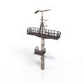 Industrial Tower Equipment With Upper And Lower Platforms Ladder Access And Top Mounted Device