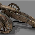 Ancient Cannon Weapon With Wooden Carriage Wheels Metal Barrel and Aged Design