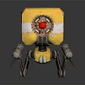 Yellow Mechanical Creature With Red Core And Metallic Multi Legged Structure 3d model