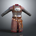 Ancient Warrior Upper Body Armor With Metal Scales Leather Straps And Long Sleeves