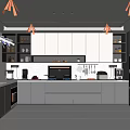 Modern Kitchen Interior Design With Gray Cabinets Island Counter And Built-in Appliances