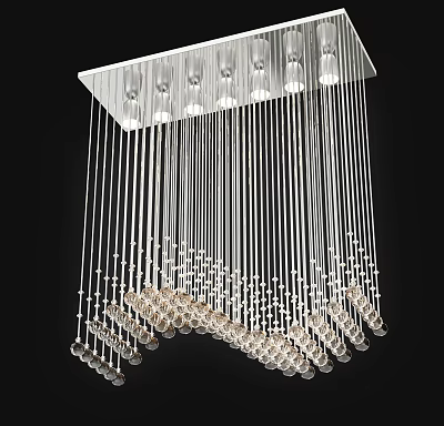 Modern Crystal Chandelier With Thin Metal Wires And Hanging Crystal Pendants 3d model