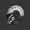 White Mechanical Weapon Helmet With Futuristic Sci Fi Armor And Sensor Components 3d model