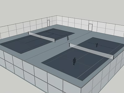 Indoor Tennis Courts With People Playing Tennis For Fitness Activity 3d model