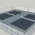 Indoor Tennis Courts With People Playing Tennis For Fitness Activity