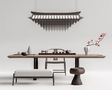 New Chinese Tea Table and Chair Tea Table and Chair Combination 3d model