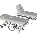 Electric Medical Examination Table With Wheeled Base Gray Surface And Metal Frame