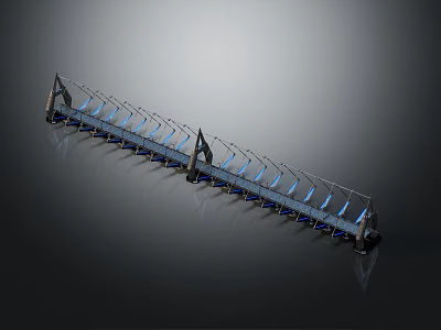 Industrial Conveyor System With Metal Frames And Multiple Blue Conveyor Units 3d model