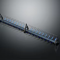 Industrial Conveyor System With Metal Frames And Multiple Blue Conveyor Units 3d model