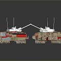Two Modern Camouflage Tanks With Antennas 3d model