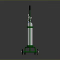 Mobile Oxygen Cylinder Cart With Green Frame White Cylinder Wheels Pressure Gauge And Valves