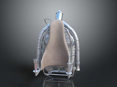 Modern Metal Coat Rack With Curved Structure And Beige Fabric Panel For Home Decor 3d model