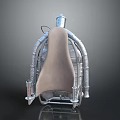 Modern Metal Coat Rack With Curved Structure And Beige Fabric Panel For Home Decor